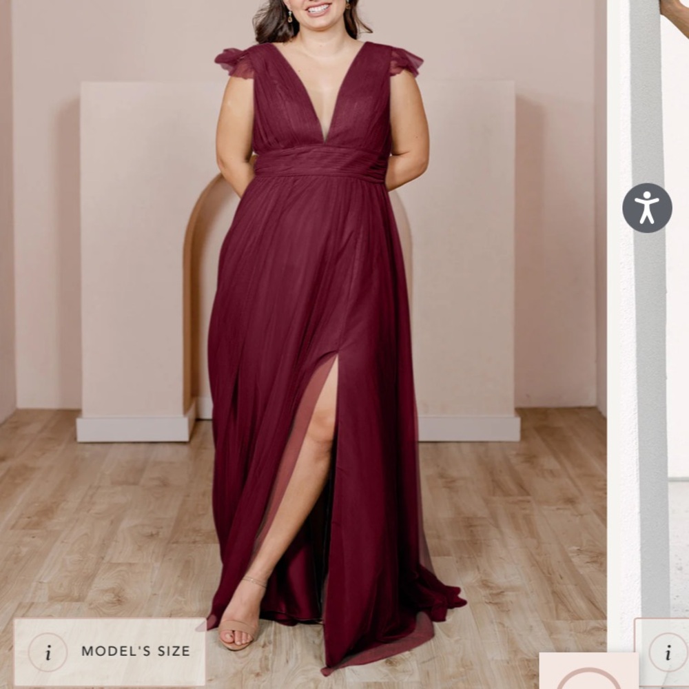 Revelry Cora Tulle Bridesmaid Dress- Cabernet size 14